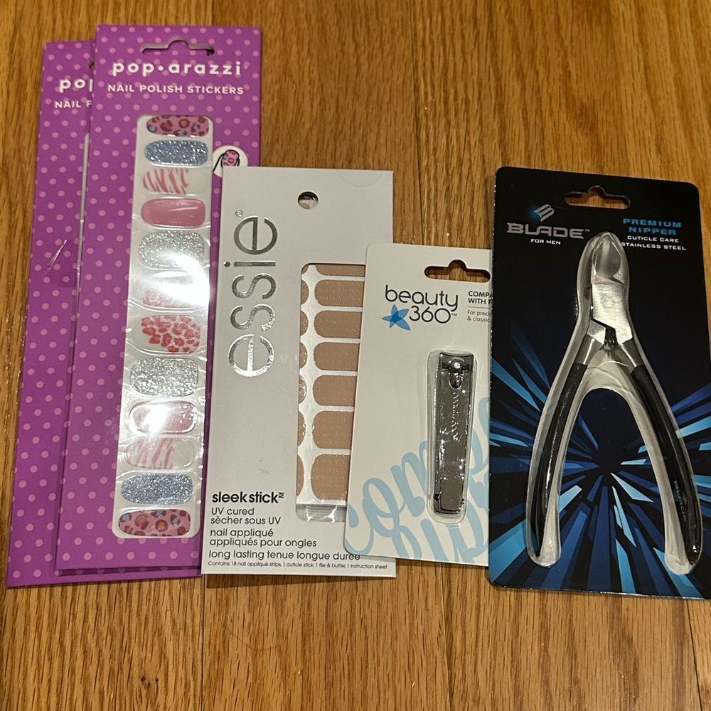 Nail Bundle - poparazzi animal print Essie nail stickers clippers